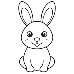 Fototapeta premium Adobe IllustratCute kawaii bunny and baby cartoon character coloring page vector illustration. Pet animal, mothers day colouring page for kidsor Artwork.