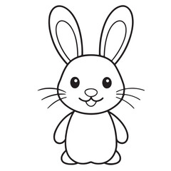 Adobe IllustratCute kawaii bunny and baby cartoon character coloring page vector illustration. Pet animal, mothers day colouring page for kidsor Artwork.