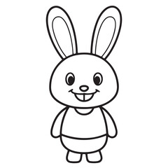 Adobe IllustratCute kawaii bunny and baby cartoon character coloring page vector illustration. Pet animal, mothers day colouring page for kidsor Artwork.