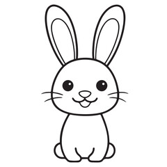 Adobe IllustratCute kawaii bunny and baby cartoon character coloring page vector illustration. Pet animal, mothers day colouring page for kidsor Artwork.