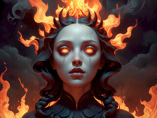 Fototapeta premium Portrait of a fire goddess