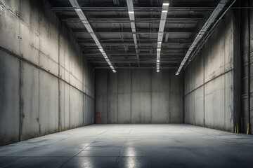 Obraz premium Empty Warehouse Interior with Concrete Walls and Ceilings