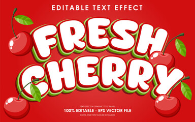 Editable Fresh Cherry Text Effect With Illustration of Cherry
