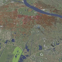 3D illustration of city and urban in Kolkata India