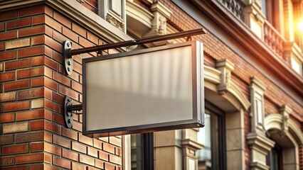 Blank white street billboard template.Vintage urban mockup on the wall of a vintage building.Mockup under advertising design,signage for your business