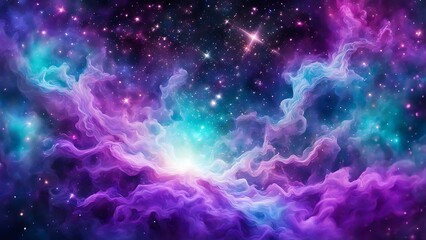 Colorful Galaxy Outer Space Nebula Star Field Background with Night Sky Clouds and Glittering Milky Way for Cosmic and Celestial Design.