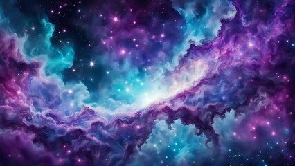 Fototapeta premium Colorful Galaxy Outer Space Nebula Star Field Background with Night Sky Clouds and Glittering Milky Way for Cosmic and Celestial Design.