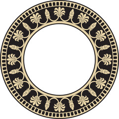 Vector round gold and black national persian ornament. Circle, frame, border ethnic pattern of Iranian civilization