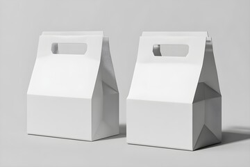White Blank Take Away Food Box paper bag Mockup Front and Back View