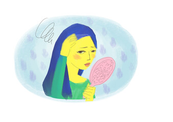 白髪に悩む女性　美容　ビューティー　ヘアケア