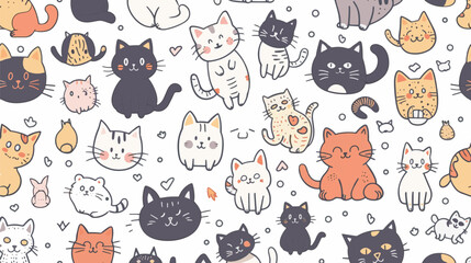 Free Cute and funny cats doodle vector set