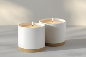 White Blank Two Scented Candle Mug 3D Rendered Mockup