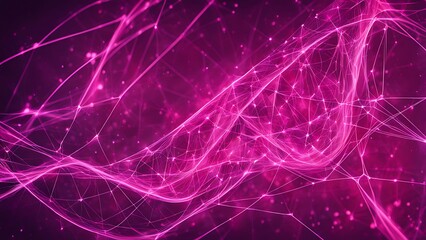 Pink Plexus Animation with Abstract Digital Connections, Dots, and Curved Lines Interweaving for Modern Network and Tech Design.