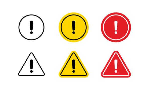 Set of attention icon symbol, Danger Caution or Alert Risk Warning 