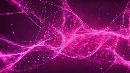 Pink Plexus Animation with Abstract Digital Connections, Dots, and Curved Lines Interweaving for Modern Network and Tech Design.