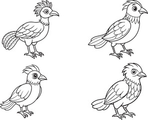 Obraz premium Black line art of a dancing peacock bird for kids coloring drawing book in white backgroun