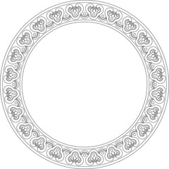Vector black contour Chinese circle, ring, frame.  Round ornaments of oriental peoples, korea, taiwan, china, hong kong, indonesi