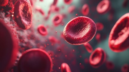 Microscopic close-up of blood cells in an artery, erythrocytes showing genetic patterns, photorealistic with high-resolution detail, [Erythrocyte Detail], [Cell Biology and Microbiological Study]