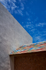 Colorful roof tile with blue sky background