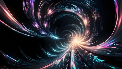 3D Rendering of Abstract Fractal Light Background, Digital Art Illustration