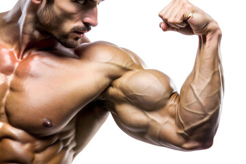 Muscular Man Flexing Bicep