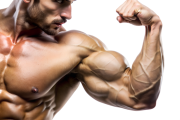 Muscular Man Flexing Bicep