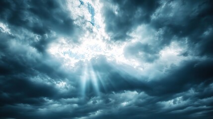 Obraz premium Heavenly Light Piercing Dark Clouds 