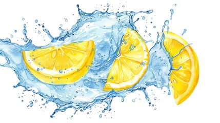 Water Splashing Lemons