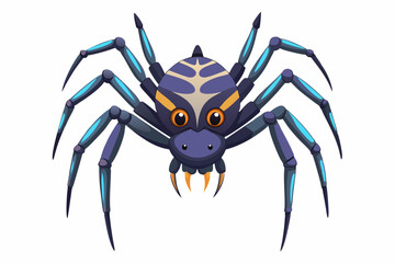 Cartoon Illustration of a Blue and Yellow Spider