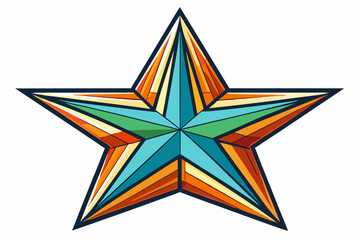Colorful Geometric Star with Striped Lines