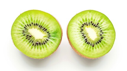 Fototapeta premium Two Sliced Kiwi Fruit on a White Background