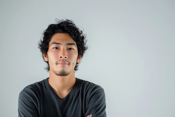 Fototapeta premium さわやかな清潔感のあるアジア人の若い男性のスタジオポートレート