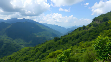 Fototapeta premium Nature in it's healthiest way. Green, mountains. emerald-colored surroundings. Life is beyond everything. Infinity