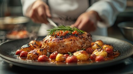 High-Quality Photo of a Professional Chef Presenting a Culinary Creation