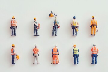 Miniature Construction Workers in Various Uniforms
