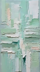 Pastel Mint Green Abstract Painting with Rough Oil Brushstrokes and Palette Knife. Vertical. Wallpaper