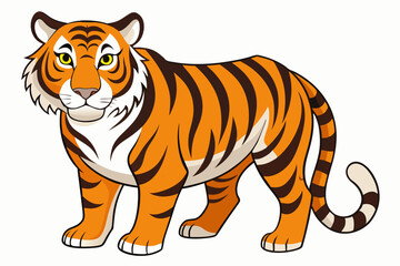 Cartoon Illustration of a Standing Tiger