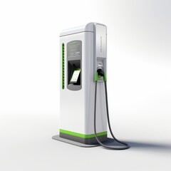 ev charger model , white background , green