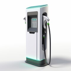 ev charger model , white background , green ,