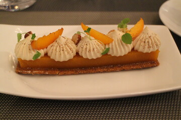 French dessert: apricot tart in Paris, France