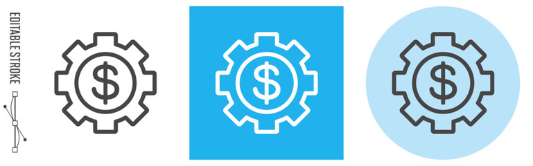 プロジェクト、在庫管理｜ライン・アイコン　[線の編集可能]