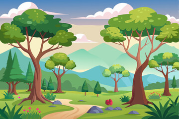 A Winding Path Through a Lush Forest Landscape