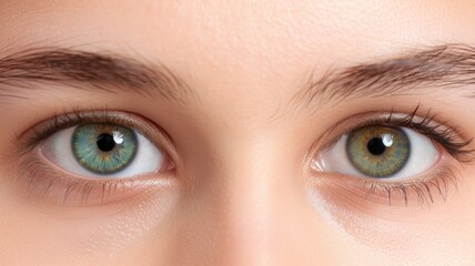 Fototapeta premium Close-up of captivating green eyes, showcasing a natural beauty and depth that draws attention and evokes emotion.