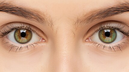 Obraz premium Close-up of captivating green eyes showcasing unique shades and intricate details, expressing beauty and emotion.