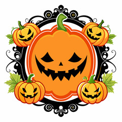 Halloween pumpkin on black vector illustration 