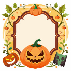 Halloween pumpkin on black vector illustration 