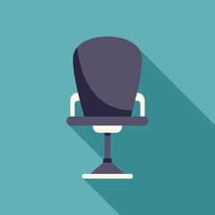 Modern office chair is casting a long shadow on a turquoise background, suggesting a sense of emptiness and anticipation