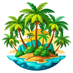 Fototapeta premium Tropical Island with Palm Trees and Ocean