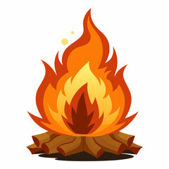 Woodfire flames vector illustration