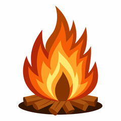 Woodfire flames vector illustration